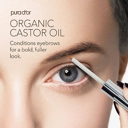 PURA D'OR Organic Castor Oil (4oz + 2 BONUS Pre-Filled Eyelash & Eyebrow Brushes) 100% Pure, Cold Pressed, Hexane Free Serum For Fuller, Thicker Lashes & Brows & Moisturizes Skin - Morena Vogue