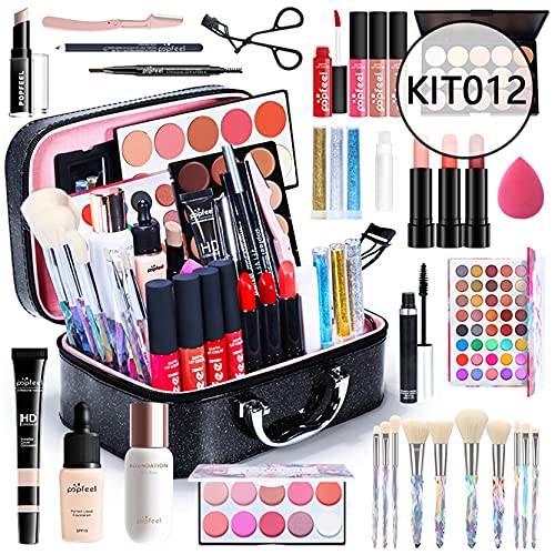 Pure Vie All-in-One Holiday Gift Makeup Set Cosmetic Essential Starter Bundle Include Eyeshadow Palette Lipstick Concealer Blush Mascara Foundation Face Powder - Makeup Kit for Women Full Kit - Morena Vogue