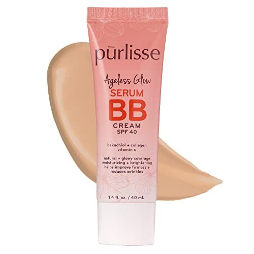 pūrlisse Ageless Glow Serum BB Cream SPF 40 : Clean & Cruelty-Free, Full & Flawless Coverage, Hydrates with Collagen | Light Warm 1.4oz - Morena Vogue