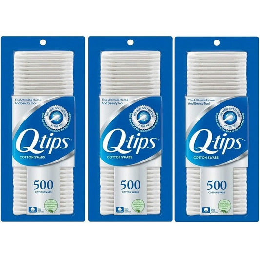 Q-tips Cotton Swabs, 500 Count (Pack of 3) - Morena Vogue