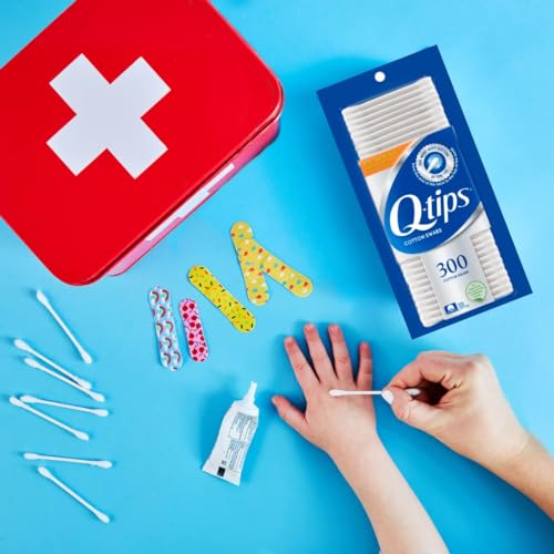 Q Tips Swabs for Cleaning are Made with 100 Percent Cotton, 300 Count, (Pack of 2) Total 600 Swabs, Bundle with Travel Case - Morena Vogue