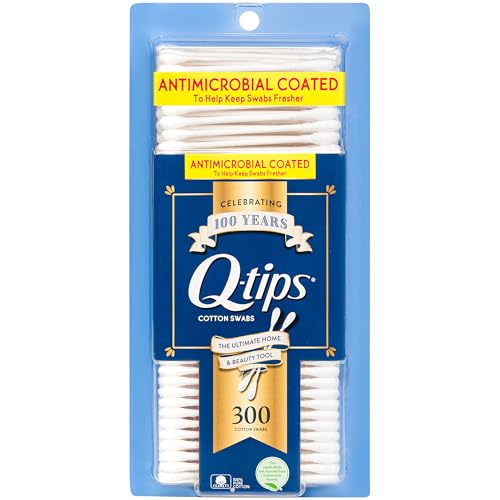 Q Tips Swabs for Cleaning are Made with 100 Percent Cotton, 300 Count, (Pack of 2) Total 600 Swabs, Bundle with Travel Case - Morena Vogue