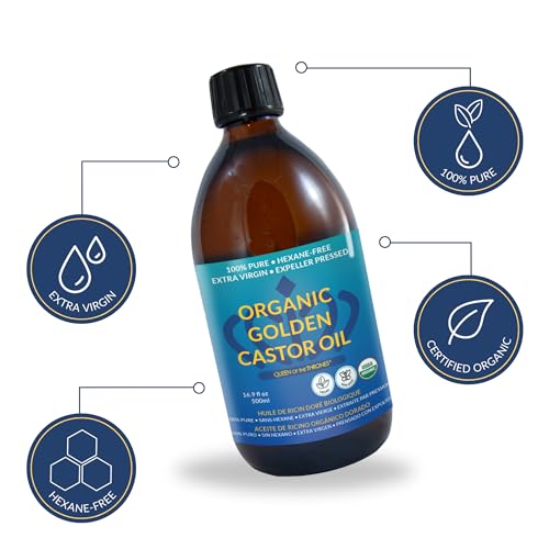 QUEEN OF THE THRONES Organic Golden Castor Oil - 500mL (16.9oz) | 100% Pure & Expeller-Pressed for Hair, Skin & Digestion | Hexane Free | USDA Certified - Morena Vogue