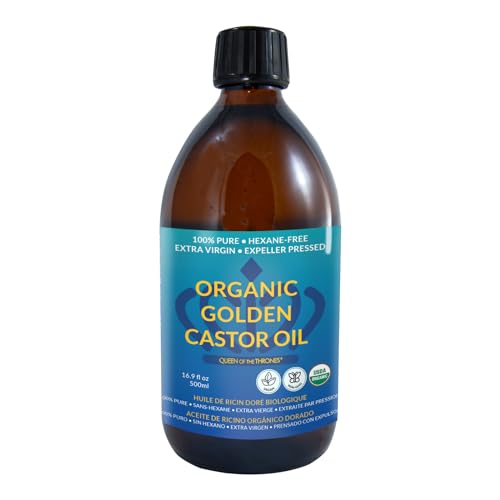 QUEEN OF THE THRONES Organic Golden Castor Oil - 500mL (16.9oz) | 100% Pure & Expeller-Pressed for Hair, Skin & Digestion | Hexane Free | USDA Certified - Morena Vogue