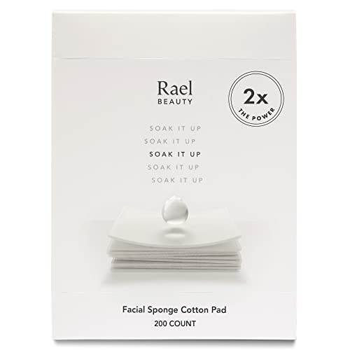 Rael Skin Care, Cotton Pads for Face - Facial Sponge Pads, Square Cotton Pads for Face Toner, Makeup Remover and Facial Cleansing, Lint Free, Soft and Thin, Rayon (200 Count) - Morena Vogue