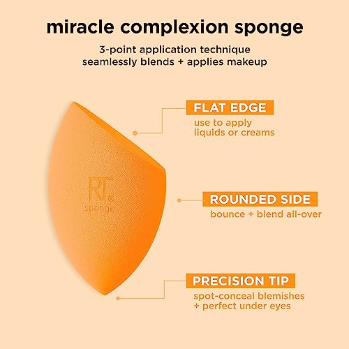 Real Techniques Miracle Complexion Sponge, Makeup Blender Sponge For Liquid & Cream Foundation, Light & Medium Coverage, Natural, Dewy Base Makeup, Mother’s Day Gift Set, Latex-Free Foam, 4 Count - Morena Vogue