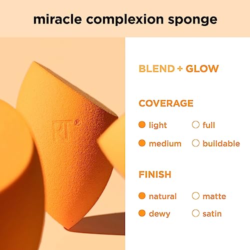 Real Techniques Miracle Complexion Sponge, Makeup Blender Sponge For Liquid & Cream Foundation, Light & Medium Coverage, Natural, Dewy Base Makeup, Mother’s Day Gift Set, Latex-Free Foam, 4 Count - Morena Vogue