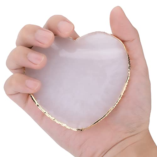 Resin Nail Art Palette Gold Edge Nail Holder Heart Shaped Color Makeup Foundation Mixing Tools Display Board Gel Nail Art Color Mixing Palette Painting Tray Manicure Tool - Morena Vogue