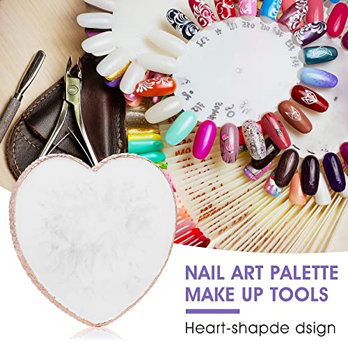 Resin Nail Art Palette Gold Edge Nail Holder Heart Shaped Color Makeup Foundation Mixing Tools Display Board Gel Nail Art Color Mixing Palette Painting Tray Manicure Tool - Morena Vogue