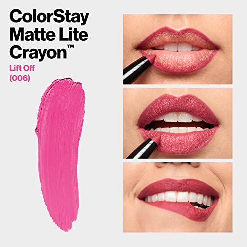 REVLON ColorStay Matte Lite Crayon Lipstick with Built-in Sharpener, Smudge-proof, Water-Resistant Non-Drying Lipcolor, 006 Lift Off, 0.049 oz - Morena Vogue