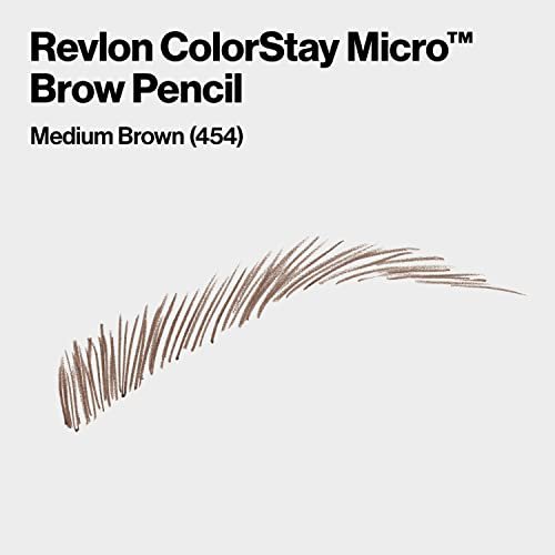 Revlon ColorStay Micro Eyebrow Pencil with Built In Spoolie Brush, Infused with Argan and Marula Oil, Waterproof, Smudgeproof, 454 Medium Brown (Pack of 1) - Morena Vogue