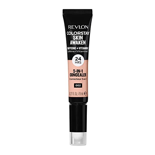 Revlon ColorStay Skin Awaken 5-in-1 Concealer, Lightweight, Creamy Longlasting Face Makeup with Caffeine & Vitamin C, For Imperfections, Dark Circles & Redness, 002 Universal Brightener, 0.27 fl oz - Morena Vogue