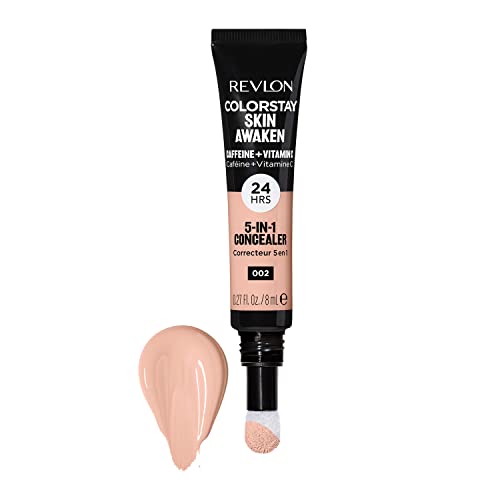 Revlon ColorStay Skin Awaken 5-in-1 Concealer, Lightweight, Creamy Longlasting Face Makeup with Caffeine & Vitamin C, For Imperfections, Dark Circles & Redness, 002 Universal Brightener, 0.27 fl oz - Morena Vogue