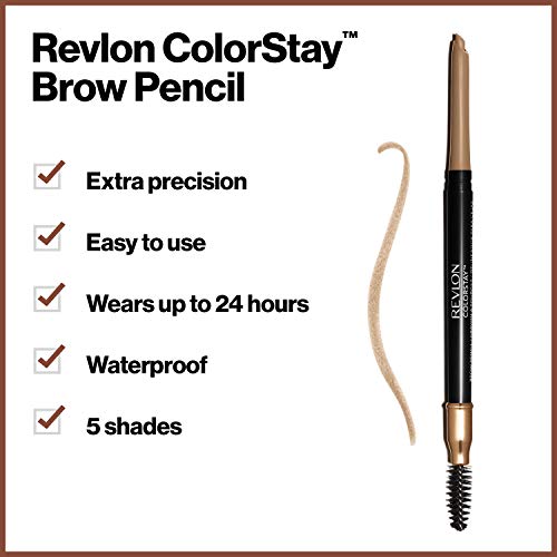 Revlon Eyebrow Pencil, Colorstay Eye Makeup with Eyebrow Spoolie, Waterproof, Longwearing Angled Precision Tip, 205 Blonde, 0.01 Oz - Morena Vogue