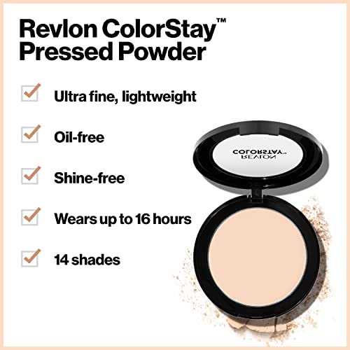 Revlon Face Powder, ColorStay 16 Hour Face Makeup, Longwear Medium- Full Coverage with Flawless Finish, Shine & Oil Free, 830 Light Medium, 2.4 Oz - Morena Vogue