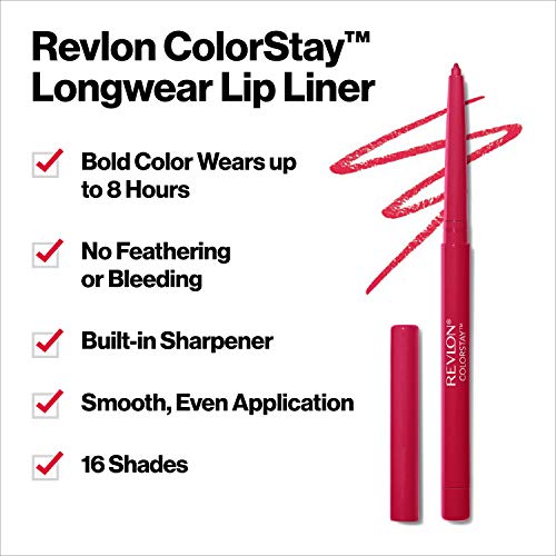 Revlon Lip Liner, Colorstay Lip Makeup with Built-in-Sharpener, Longwear Rich Lip Colors, Smooth Application, 630 Nude, 0.01 oz - Morena Vogue