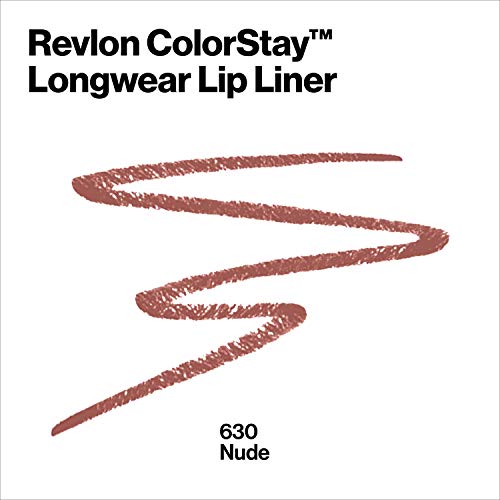 Revlon Lip Liner, Colorstay Lip Makeup with Built-in-Sharpener, Longwear Rich Lip Colors, Smooth Application, 630 Nude, 0.01 oz - Morena Vogue