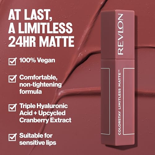 REVLON Lipstick, ColorStay Limitless Matte Liquid Lipstick, Vegan Formula, No-Budge Matte, Longwear Lipstick, Long Lasting, Lightweight/Comfortable, Waterproof, 010 Top Talent, 0.17 fl oz - Morena Vogue