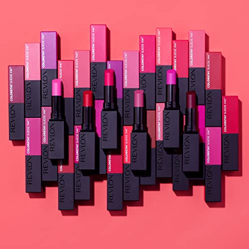 REVLON Lipstick, ColorStay Suede Ink, Built-in Primer, Infused with Vitamin E, Waterproof, Smudge-proof, Matte Color, 001 Gut Instict, 0.09 oz. - Morena Vogue