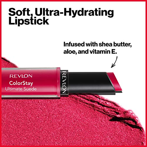 REVLON Lipstick, ColorStay Ultimate Suede Lipstick, High Impact Lip color with Moisturizing Creamy Formula, Infused with Vitamin E, 055 Iconic, 0.09 Oz - Morena Vogue