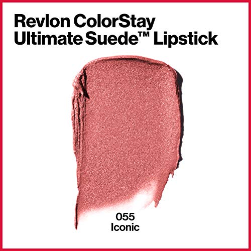REVLON Lipstick, ColorStay Ultimate Suede Lipstick, High Impact Lip color with Moisturizing Creamy Formula, Infused with Vitamin E, 055 Iconic, 0.09 Oz - Morena Vogue