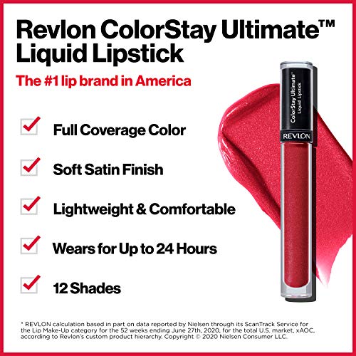 Revlon Liquid Lipstick, Face Makeup, ColorStay Ultimate, Longwear Rich Lip Colors, Satin Finish, 030 Miracle Mauve, 0.07 Oz - Morena Vogue