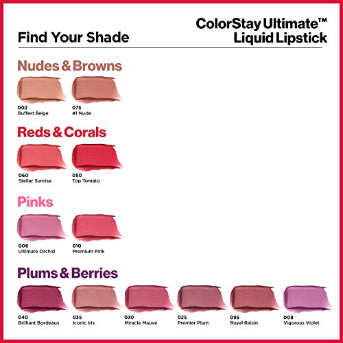 Revlon Liquid Lipstick, Face Makeup, ColorStay Ultimate, Longwear Rich Lip Colors, Satin Finish, 030 Miracle Mauve, 0.07 Oz - Morena Vogue