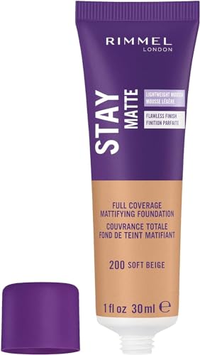 Rimmel London Stay Matte Liquid Mousse - 200 Soft Beige - Foundation, Lightweight, Shine Control, Oil-Free, 1oz - Morena Vogue