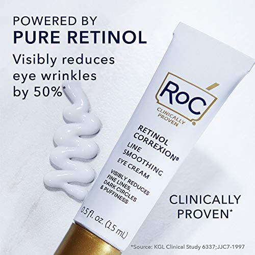 RoC Retinol Correxion Under Eye Cream for Dark Circles & Puffiness, Daily Wrinkle Cream, Anti Aging Line Smoothing Skin Care Treatment for Women and Men, 0.5 oz (Packaging May Vary) - Morena Vogue