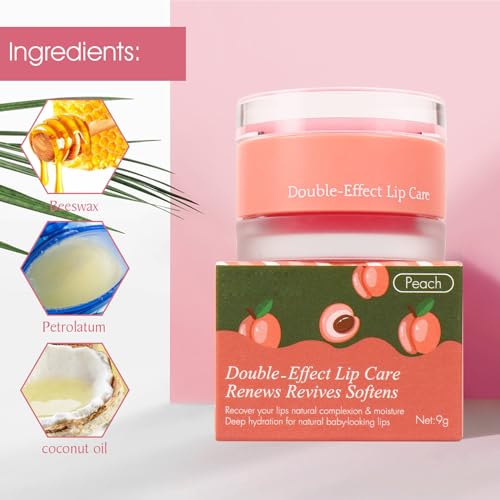 Rosarden Lip Exfoliator Scrub & Moisturizer, Lip Scrub for Dry Lips, Cracked Lips, Peeling Lip Primer, Moisturizing Lip, Overnight Lip Repair, Hydrating Sleep Lip Mask for Women Lip Care (Peach) - Morena Vogue