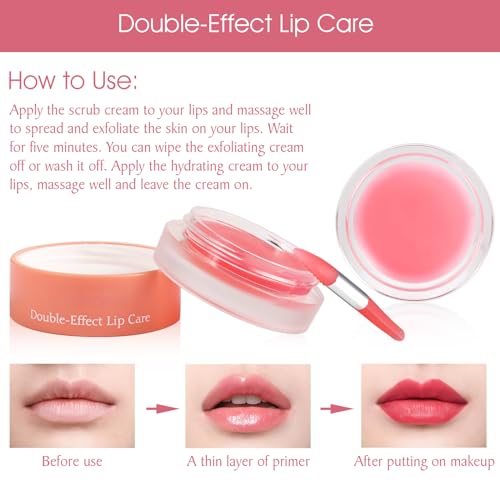 Rosarden Lip Exfoliator Scrub & Moisturizer, Lip Scrub for Dry Lips, Cracked Lips, Peeling Lip Primer, Moisturizing Lip, Overnight Lip Repair, Hydrating Sleep Lip Mask for Women Lip Care (Peach) - Morena Vogue