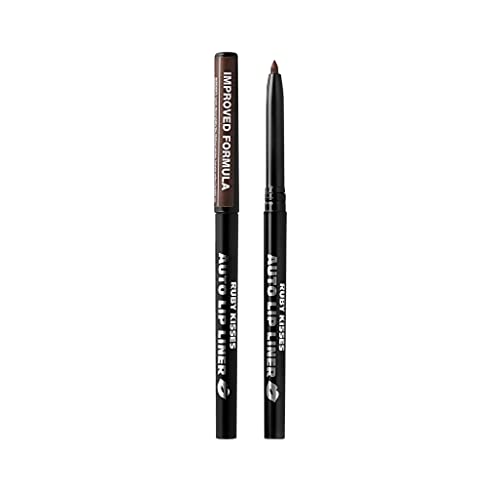 Ruby Kisses Auto Lip Liner Pencil, Long Lasting & Non-Fading, Smooth Application, Non-Feathering with Rich Color, No Sharpener Needed, Ideal for Full Lips Look (Dark Brown) - Morena Vogue