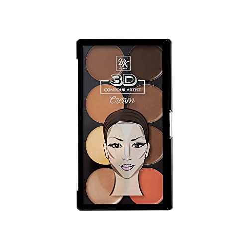 Ruby Kisses Flawless Finish with 3D Contour Cream Makeup Palette – Lightweight, Multi-Palette, Contouring Foundation, Creamy, Sculpt &Highlighting, Define Cheekbones (Dark Medium) - Morena Vogue