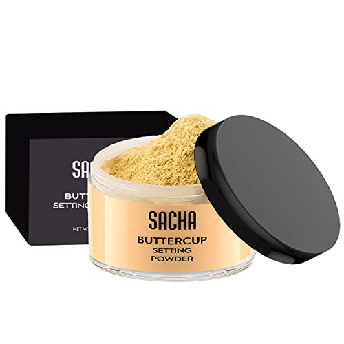 Sacha BUTTERCUP Setting Powder Makeup 1.75 Oz. Translucent Setting Powder for Oily Skin Finishing Powder Loose Powder Makeup Blurring Powder Blurs Fine Lines and Pores For Medium to Dark Skin Tones - Morena Vogue