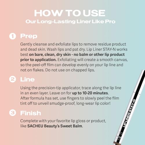 Sacheu Lip Liner Stay-N - Peel Off Lip Liner Tattoo, Peel Off Lip Stain, Long Lasting Lip Stain Peel Off, Infused with Hyaluronic Acid & Vitamin E, MUAH-ve - Morena Vogue