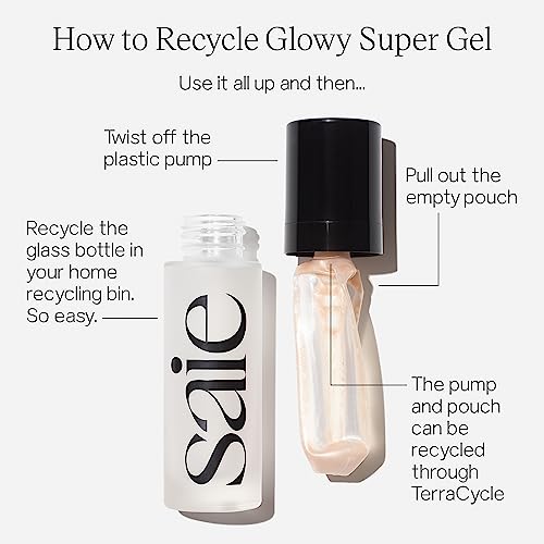 Saie Mini Glowy Super Gel Lightweight Illuminator - Luminizer + Makeup Primer for Glowing Skin - Enriched with Vitamin C + Hydrating Squalane Oil - Wear Alone or Under Makeup - Starglow (0.5 oz) - Morena Vogue