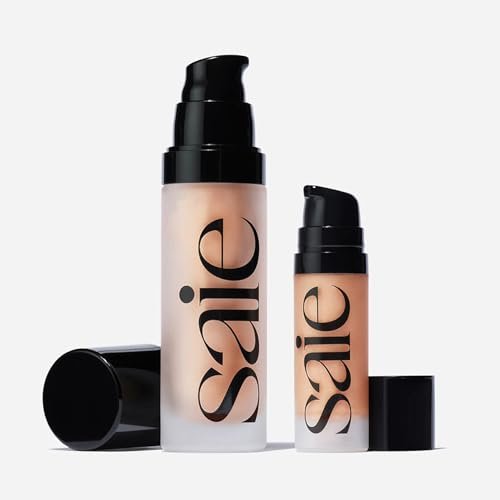 Saie Mini Glowy Super Gel Lightweight Illuminator - Luminizer + Makeup Primer for Glowing Skin - Enriched with Vitamin C + Hydrating Squalane Oil - Wear Alone or Under Makeup - Sunglow (0.5 oz) - Morena Vogue