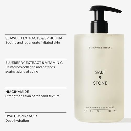 Salt & Stone Antioxidant-Rich Body Wash | Cleanse, Nourish & Soften Skin with Niacinamide & Hyaluronic Acid | Free From Parabens, Sulfates & Phthalates - Morena Vogue