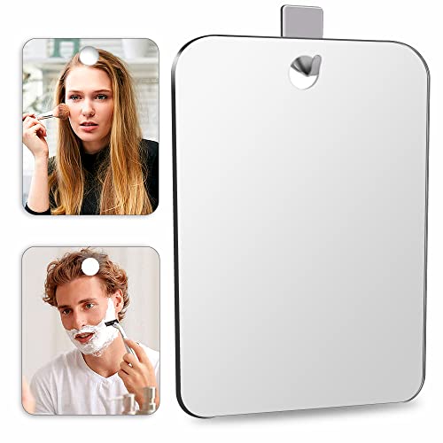 Shatterproof Shower Mirror Fogless for Shaving(2 Pack,Larger 10.7x8 inch)43% Than Original,Unbreakable Deluxe Plexiglass Makeup Mirror,Largest Bathroom Wall Hanging,Portable Handheld Camping,Silver - Morena Vogue