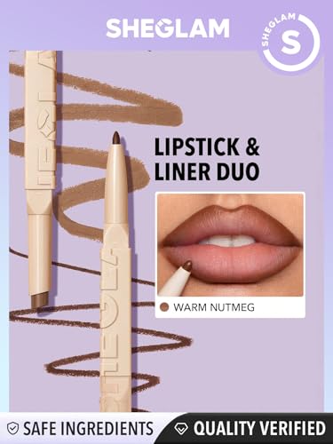 SHEGLAM 2 In 1 Matte Lip Liner and Long Lasting Lipstick Set Makeup - Warm Nutmeg - Morena Vogue