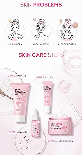 Skin Daily Skincare Set Gentle Skin Cleaning & Care Teenage Girls and Women Gift Set Includes Cleanser Serum Essence Eye Cream (4PCS) - Morena Vogue