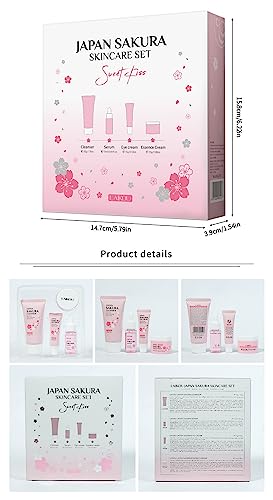 Skin Daily Skincare Set Gentle Skin Cleaning & Care Teenage Girls and Women Gift Set Includes Cleanser Serum Essence Eye Cream (4PCS) - Morena Vogue