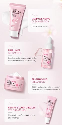 Skin Daily Skincare Set Gentle Skin Cleaning & Care Teenage Girls and Women Gift Set Includes Cleanser Serum Essence Eye Cream (4PCS) - Morena Vogue