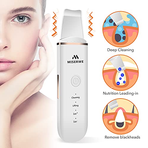 Skin Scrubber Face Skin Spatula Facial Scrubber Spatula for Deep Cleansing Blackhead Remover Pore Cleaner with 4 Modes (White) - Morena Vogue