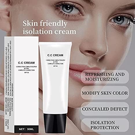 Skin Tone Adjusting CC Cream SPF 50, CC Cream Self Adjusting for Mature Skin, All-In-One Face Sunscreen and Foundation, Pre-makeup Primer Moisturizing Skin Concealer Brightening Skin Tone 2 Pcs - Morena Vogue