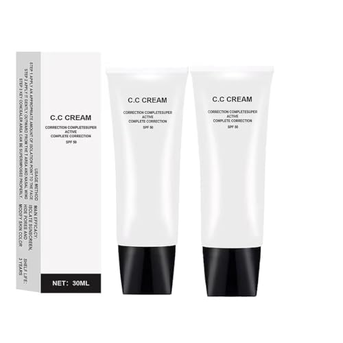 Skin Tone Adjusting CC Cream SPF 50, CC Cream Self Adjusting for Mature Skin, All-In-One Face Sunscreen and Foundation, Pre-makeup Primer Moisturizing Skin Concealer Brightening Skin Tone 2 Pcs - Morena Vogue