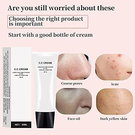 Skin Tone Adjusting CC Cream SPF 50, CC Cream Self Adjusting for Mature Skin, All-In-One Face Sunscreen and Foundation, Pre-makeup Primer Moisturizing Skin Concealer Brightening Skin Tone 2 Pcs - Morena Vogue