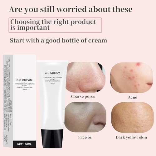 Skin Tone Adjusting CC Cream，Colour Correcting Self Adjusting for Mature Skin,All-In-One Face Sunscreen and Foundation,Skin Concealer,Natural z1. (Off White$#1, 1 Ounce (Pack of 1)) - Morena Vogue