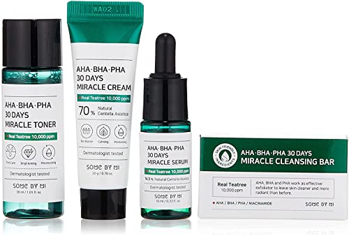 SOME BY MI AHA BHA PHA 30Days Starter Kit - Toner 1.01Oz, Serum 0.33Oz, Cream 0.7Oz, Cleansing Bar 1.05Oz - Mild Exfoliating Daily Skin Care Set - Skin Wastes, Sebum, Oiliness Care - Korean Skin Care - Morena Vogue