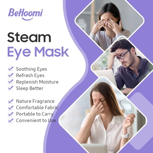 Steam Eye Mask, 10 Packs Lavender Heated Eye Mask, Self Heating Disposable SPA Warm Compress for Eyes Sleep Mask, Soothing Moist Heat Eye Masks, Stocking Stuffers - Morena Vogue